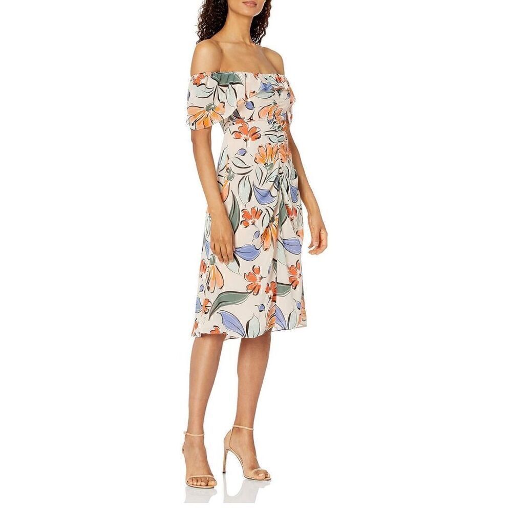 Donna Morgan Women's Off Or on Shoulder Rouched Front Chiffon Dress